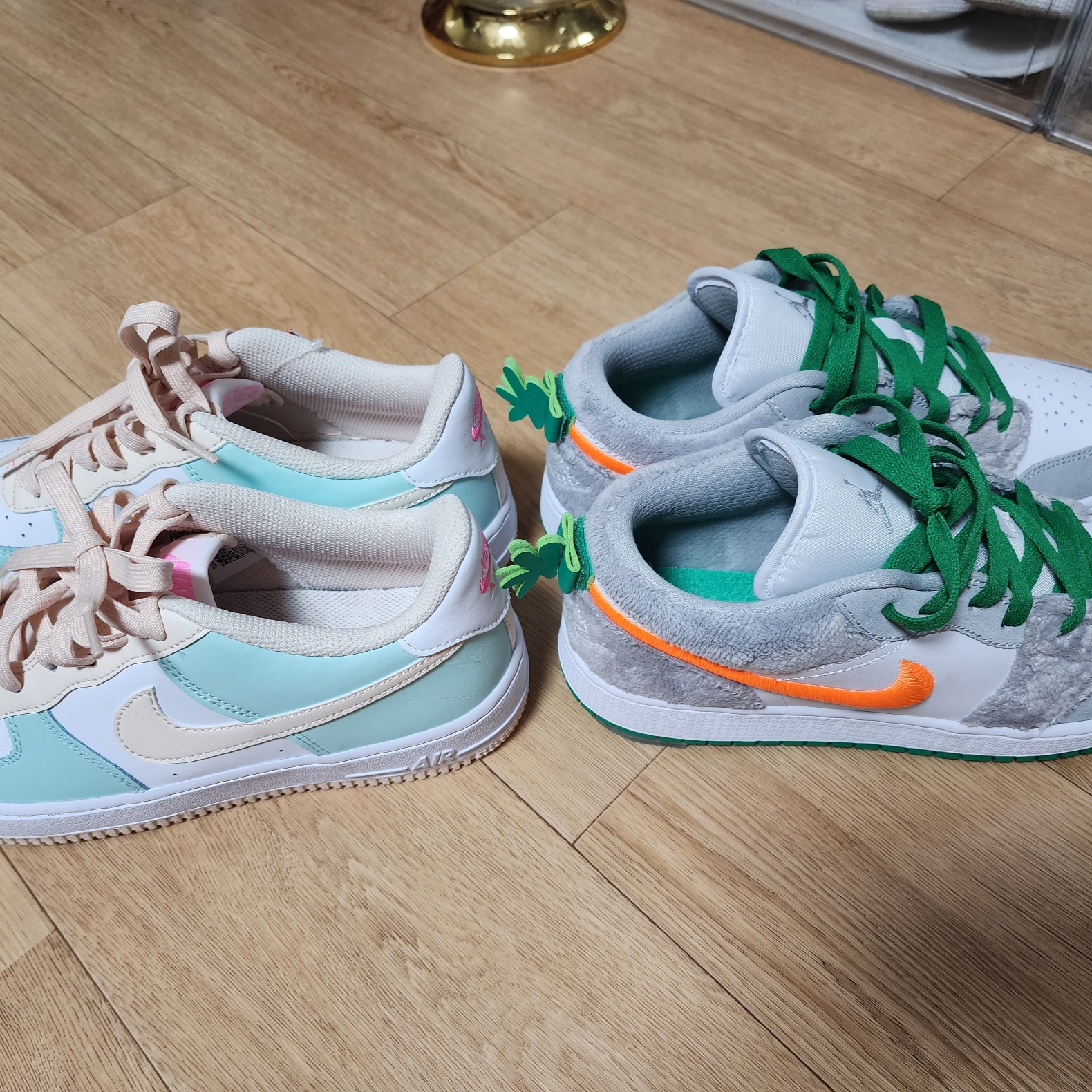 (GS) Jordan 1 Low SE Rabbit, (GS) Nike Air Force 1 Jade Ice White 착용 스타일 - 2