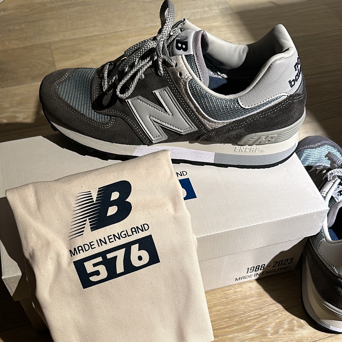 New Balance 576 Made in UK Grey 착용 스타일