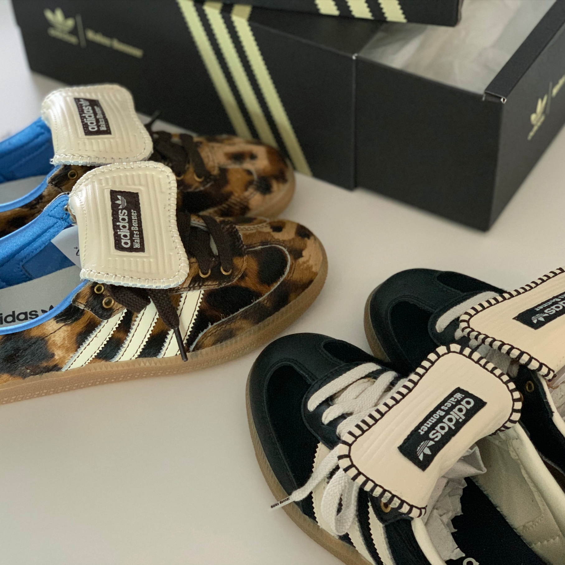 Adidas x Wales Bonner Pony Tonal Samba Core Black Cream White, Adidas x Wales Bonner Pony Leo Samba Dark Brown Cream White 착용 스타일