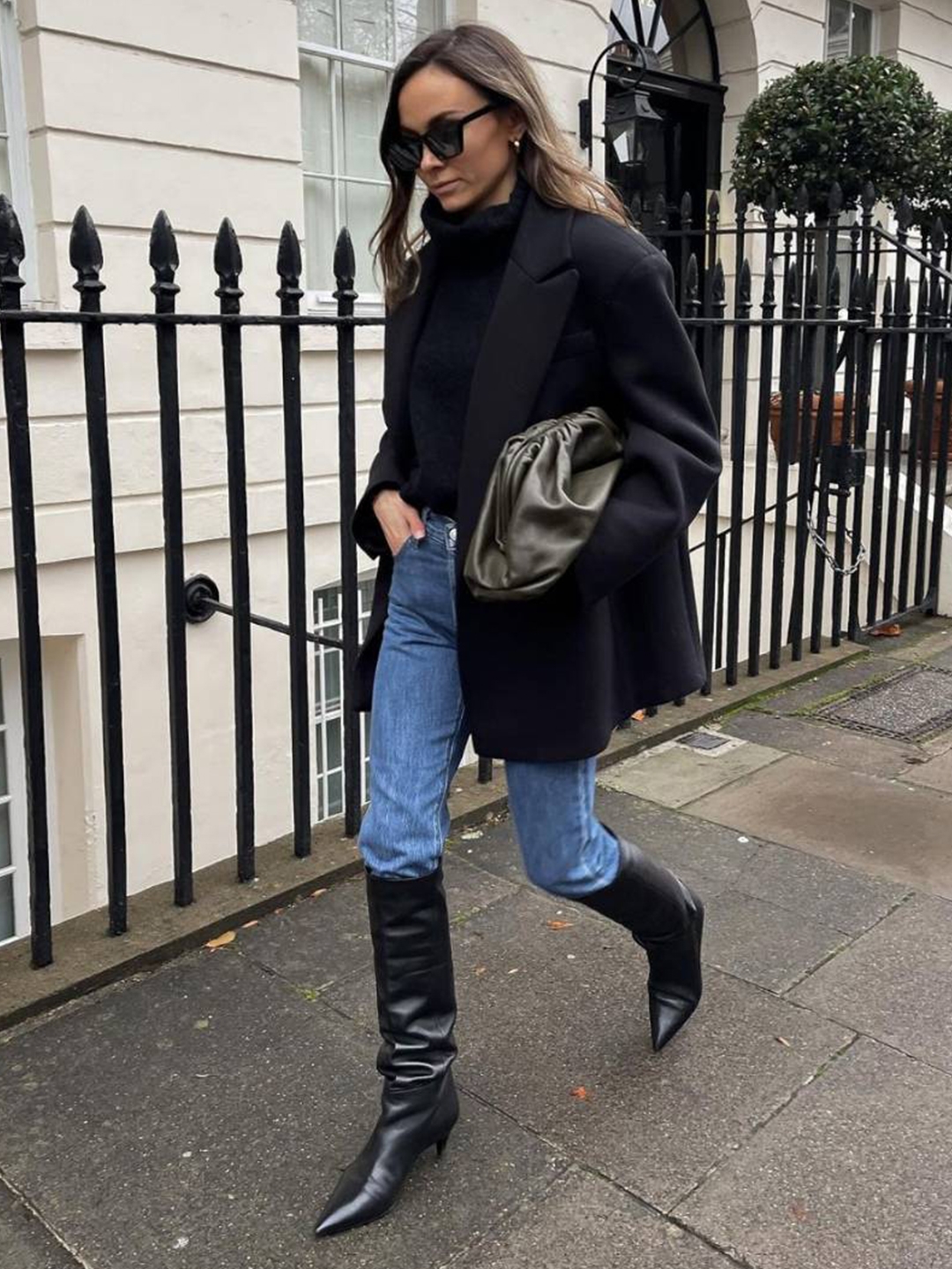 Porta Women Leather Stitch Western Long Boots Ivory, Porta Women Leather Stitch Western Long Boots Black 착용 스타일 - 5