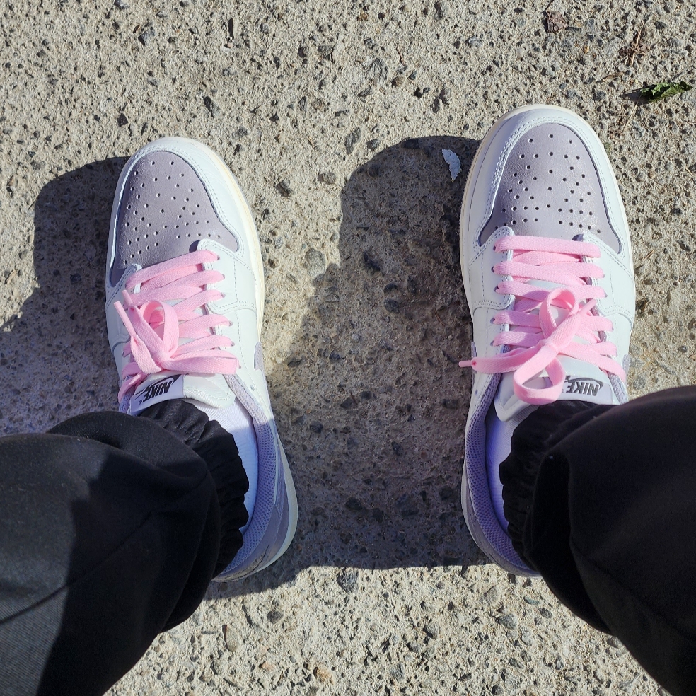 Jordan 1 Retro Low OG Atmosphere Grey 착용 스타일 - 1
