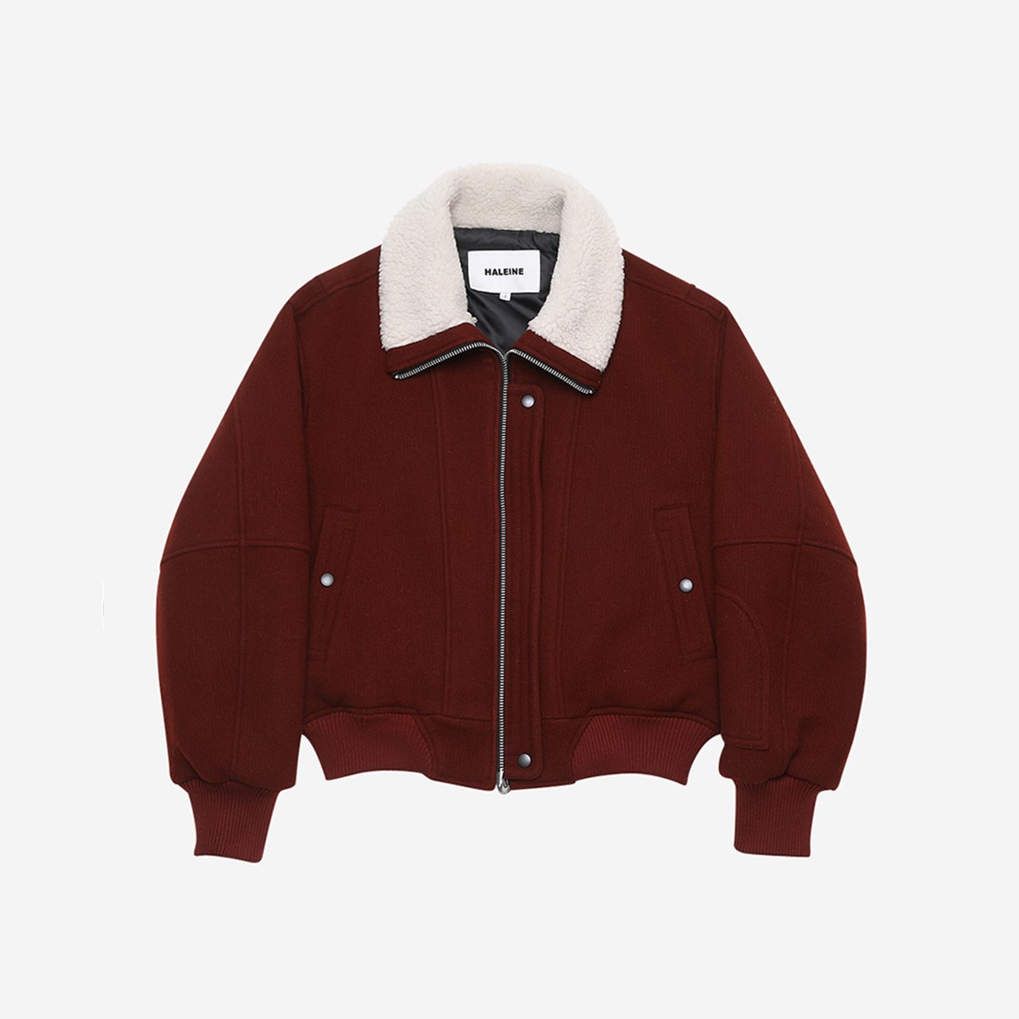 Haleine Shearing Crop Blouson Burgundy 상세 이미지 1