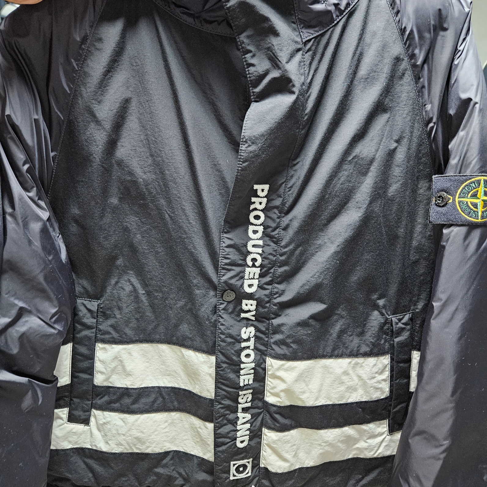 Supreme x Stone Island Reversible Down Puffer Jacket Black - 23FW 착용 스타일 - 1