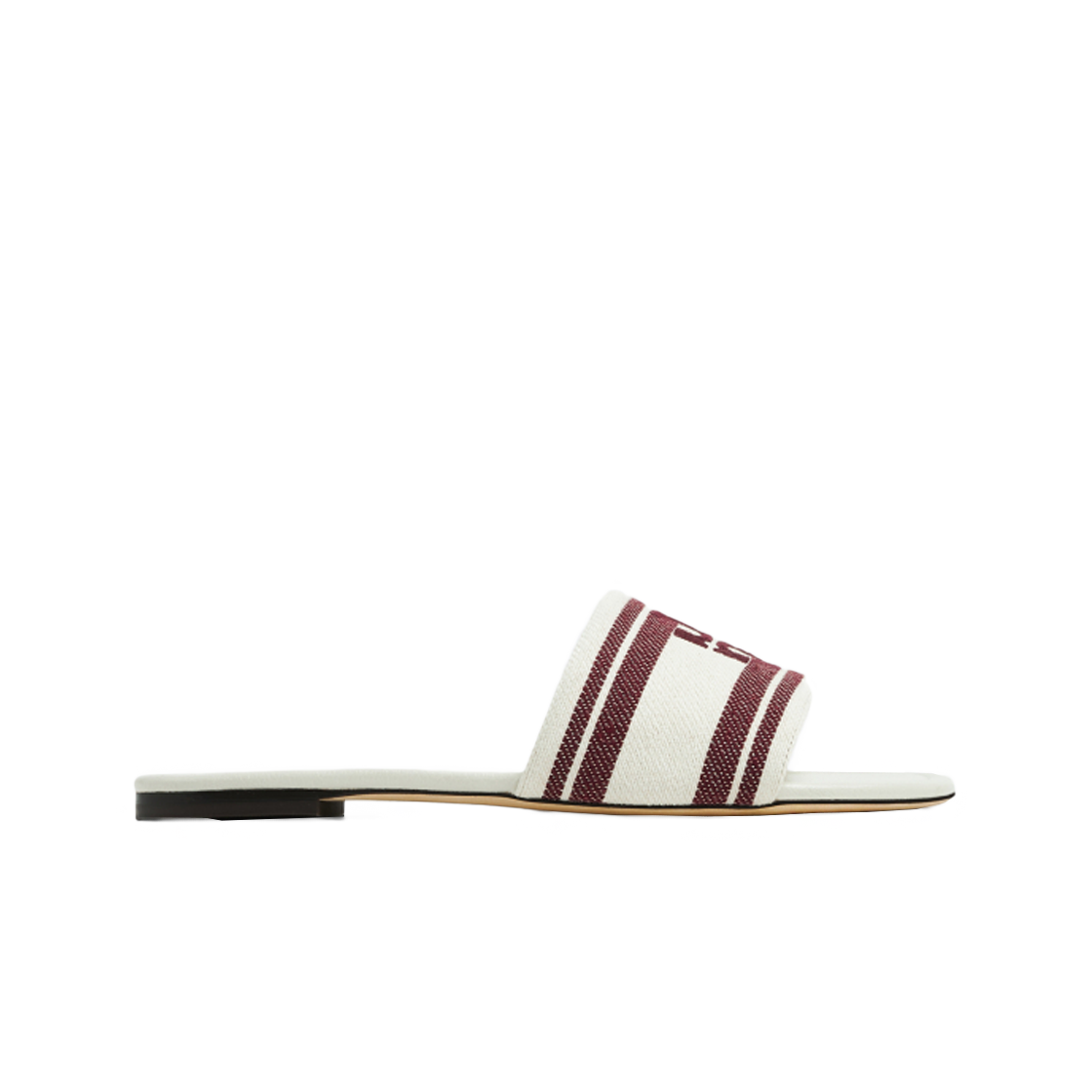 150686-020 (W) Tory Burch Double T Jacquard Slide Ash White Vino