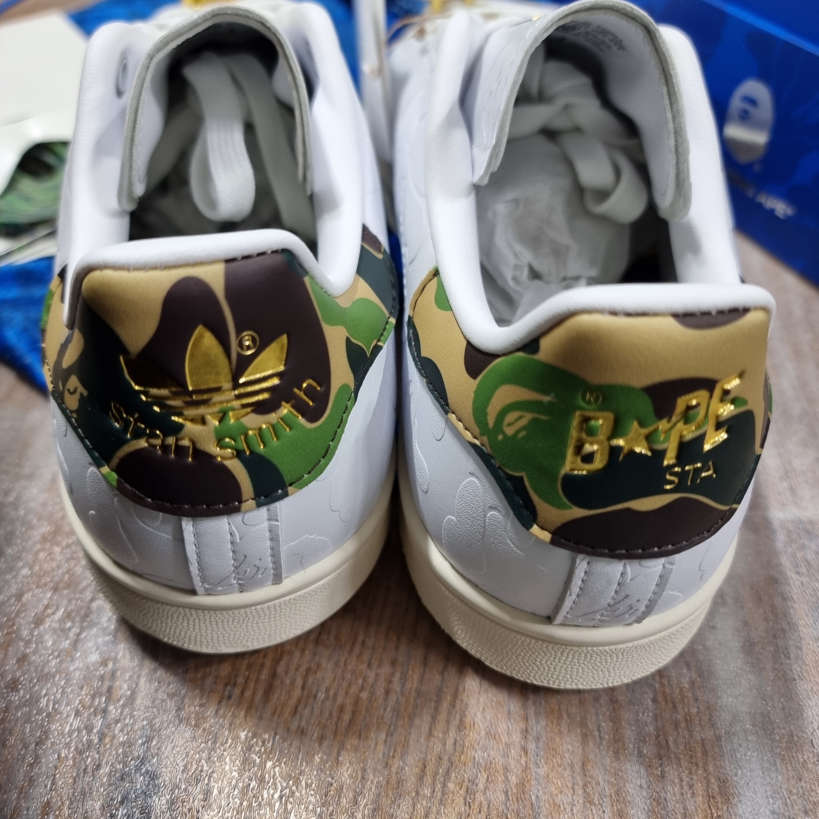 Adidas x BAPE Stan Smith Cloud White Off White 착용 스타일 - 4