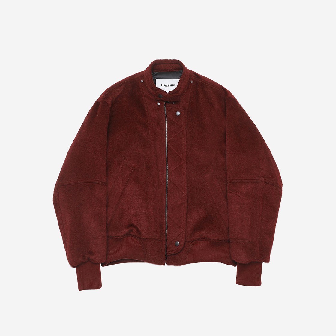 Haleine Stud Biker Alpaca Blouson Burgundy 상세 이미지 1