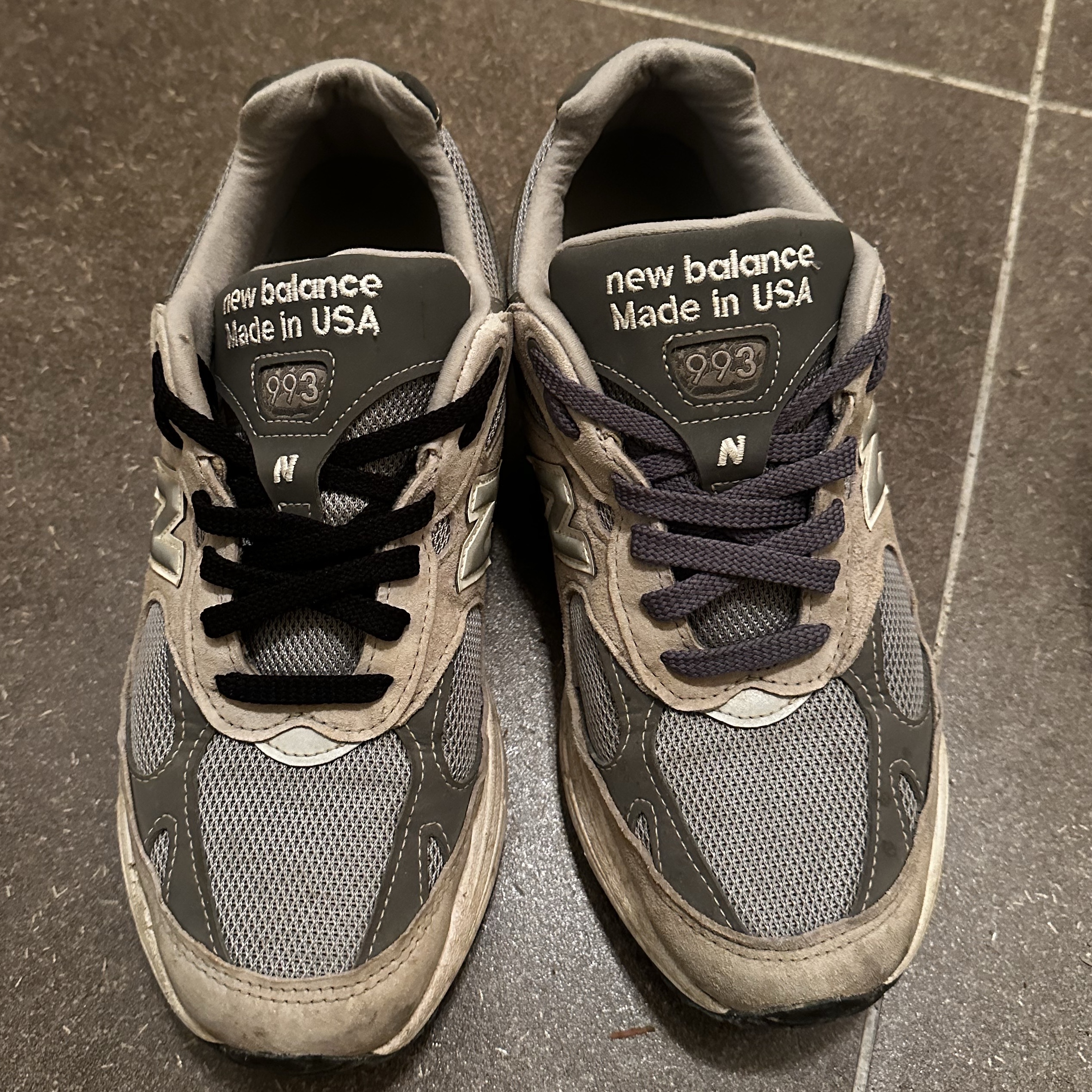 New Balance 993 Made in USA Grey - D Standard 착용 스타일 - 1