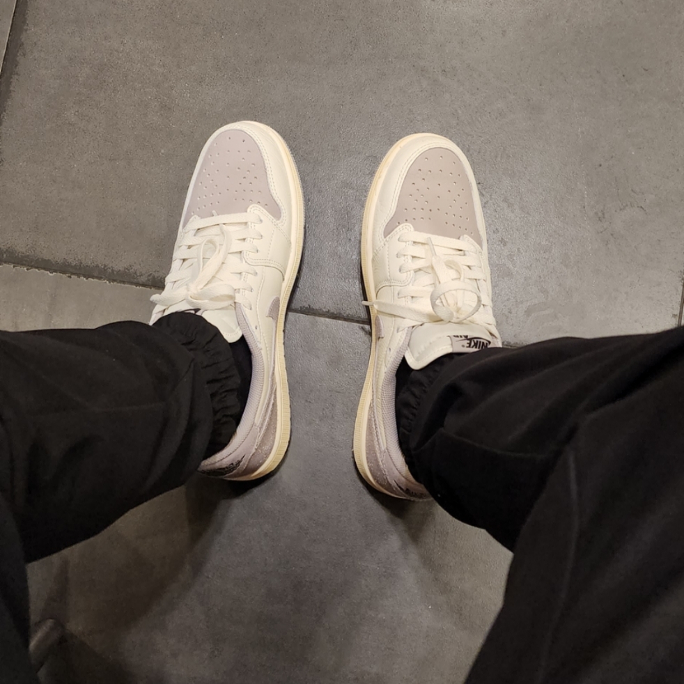 Jordan 1 Retro Low OG Atmosphere Grey 착용 스타일 - 3