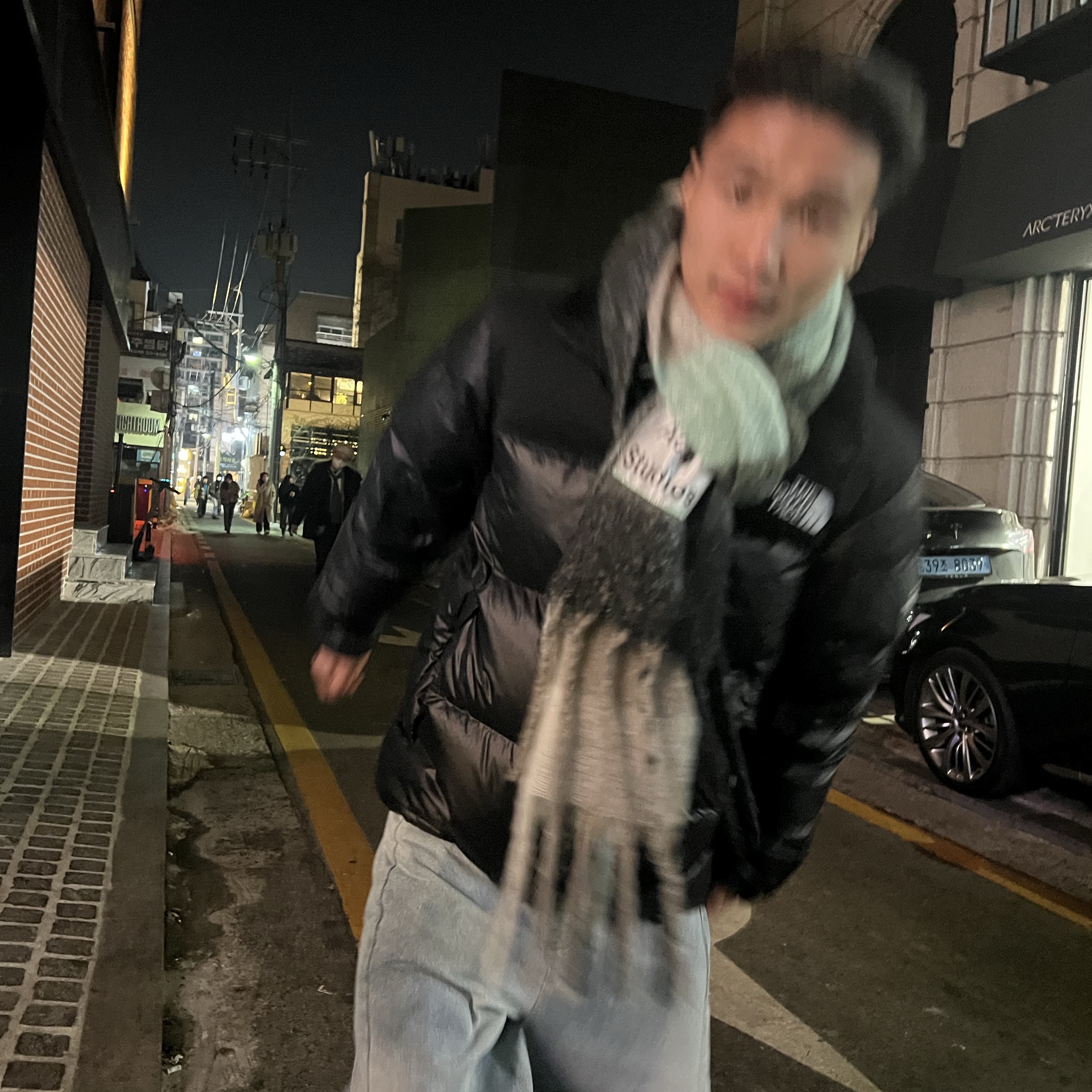Acne Studios Mohair Check Muffler Grey Green Black 착용 스타일