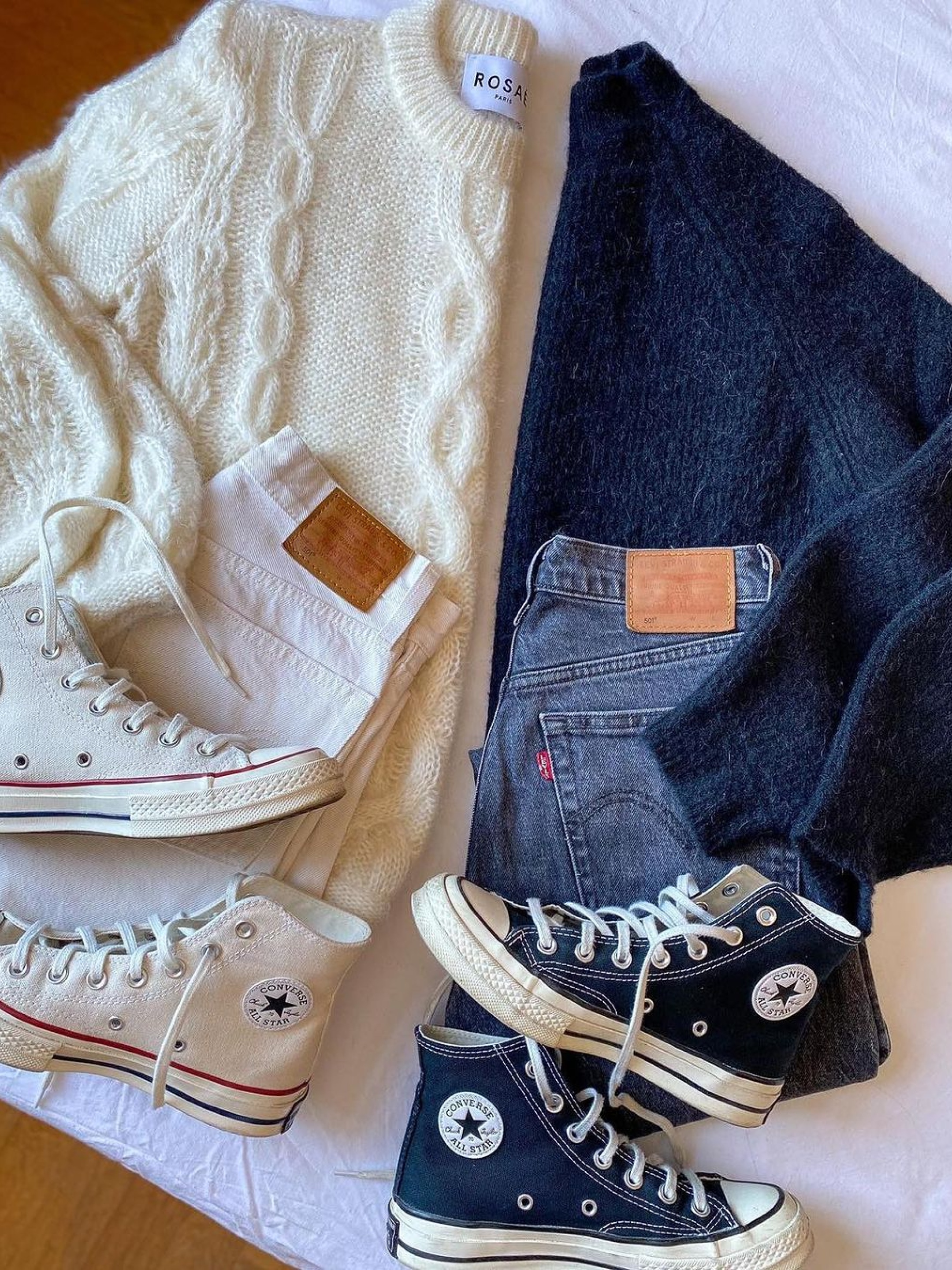 Converse Chuck 70 Hi Black, Converse Chuck 70 High Parchment 착용 스타일 - 2
