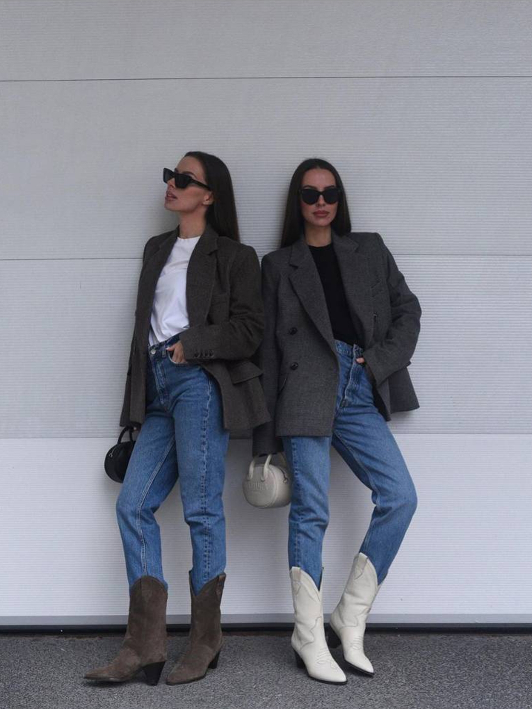 Porta Women Leather Stitch Western Long Boots Ivory, Porta Women Leather Stitch Western Long Boots Black 착용 스타일 - 2