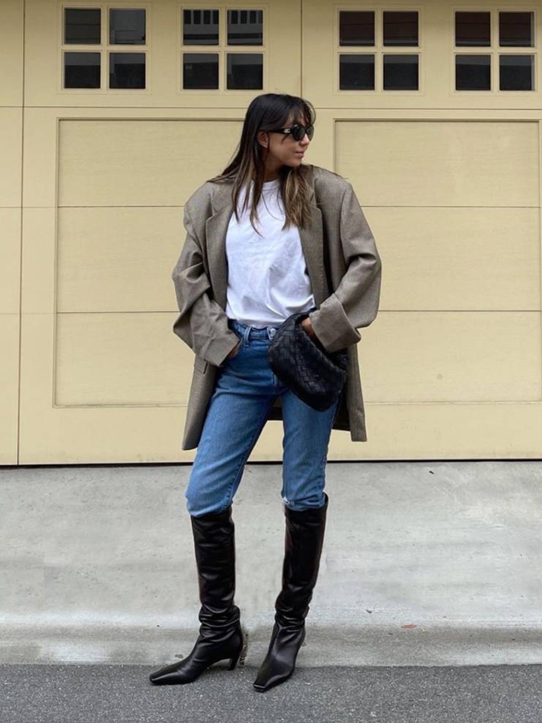 Porta Women Leather Stitch Western Long Boots Ivory, Porta Women Leather Stitch Western Long Boots Black 착용 스타일 - 4