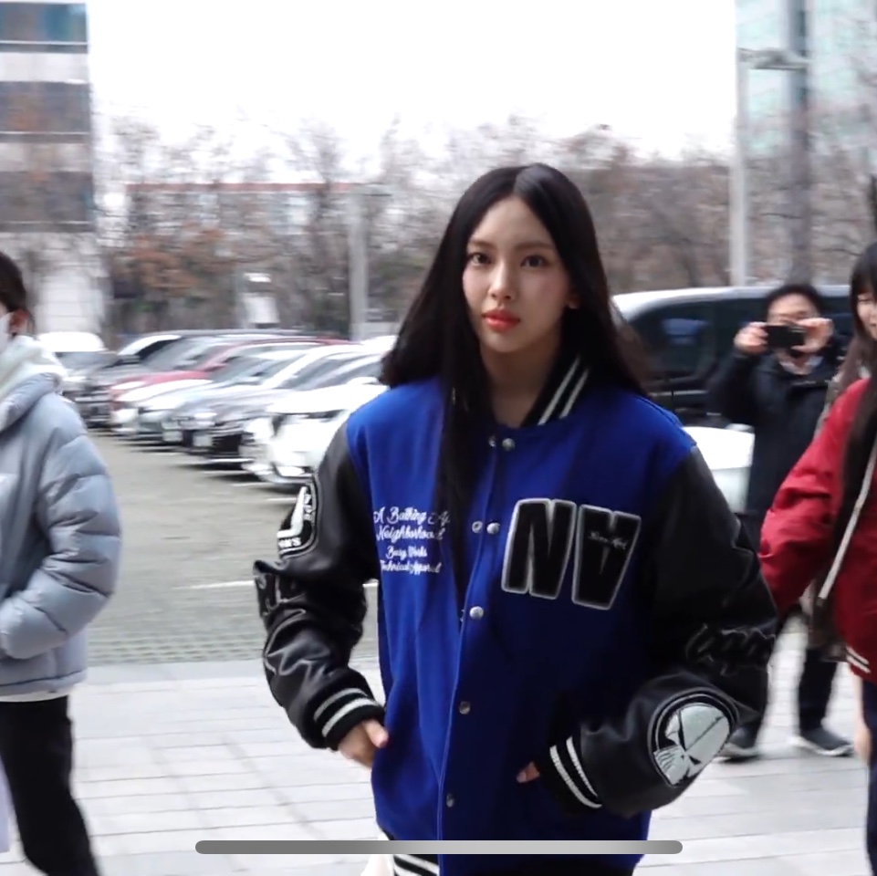 BAPE x Neighborhood Varsity Jacket Blue Black - Neighborhood Exclusive 착용 스타일 - 3