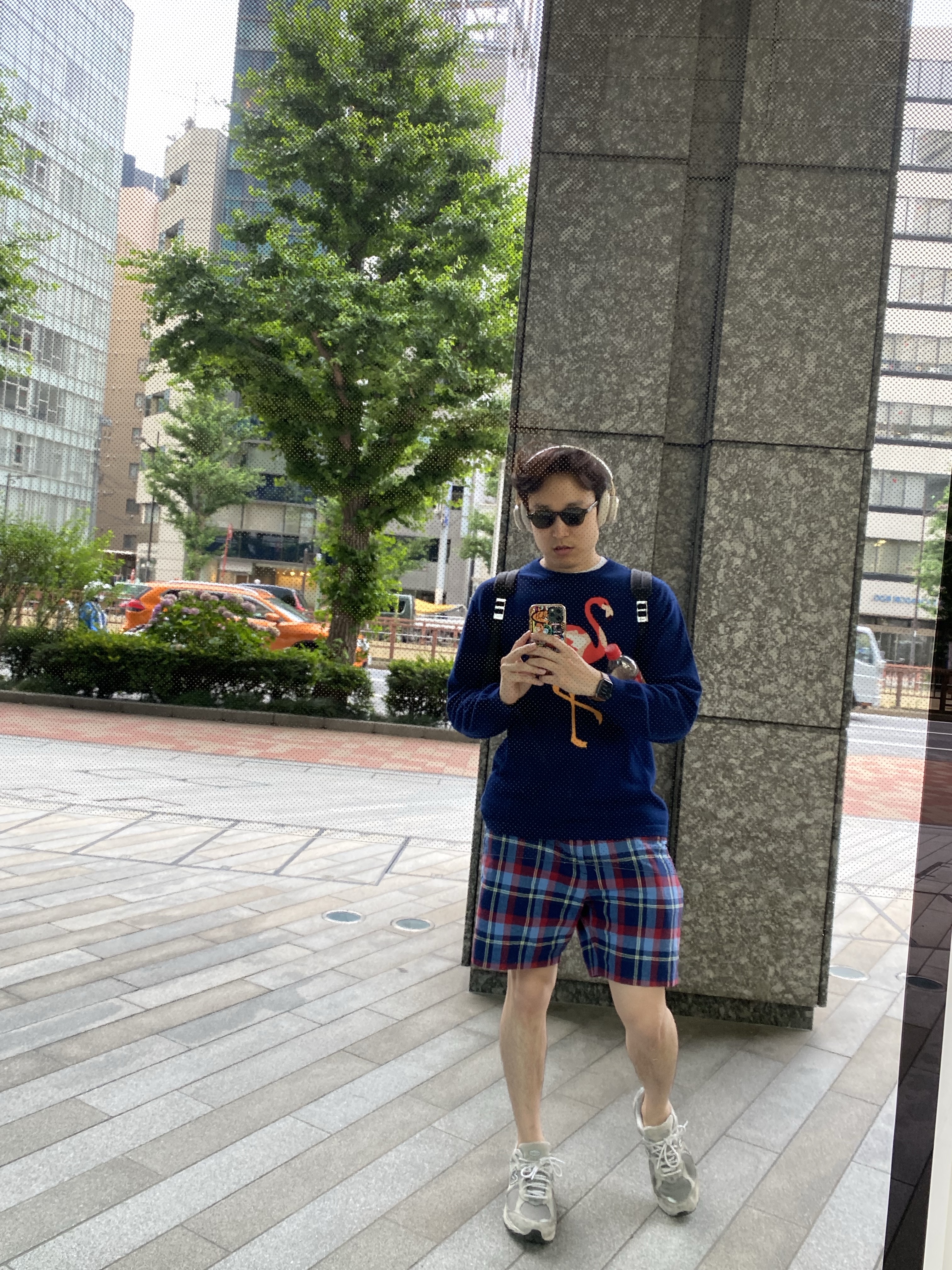 Human Made Flamingo Knit Sweater Navy 착용 스타일