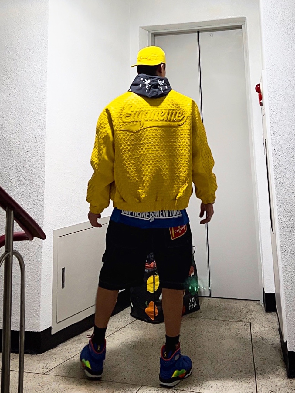Jordan 8 Retro Doernbecher, Supreme x Bounty Hunter Skulls T-Shirt Royal - 23FW 착용 스타일 - 2