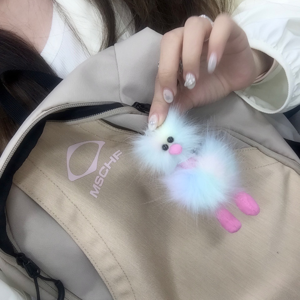 Mischief Rhombus Backpack Pink Grey 착용 스타일 - 3