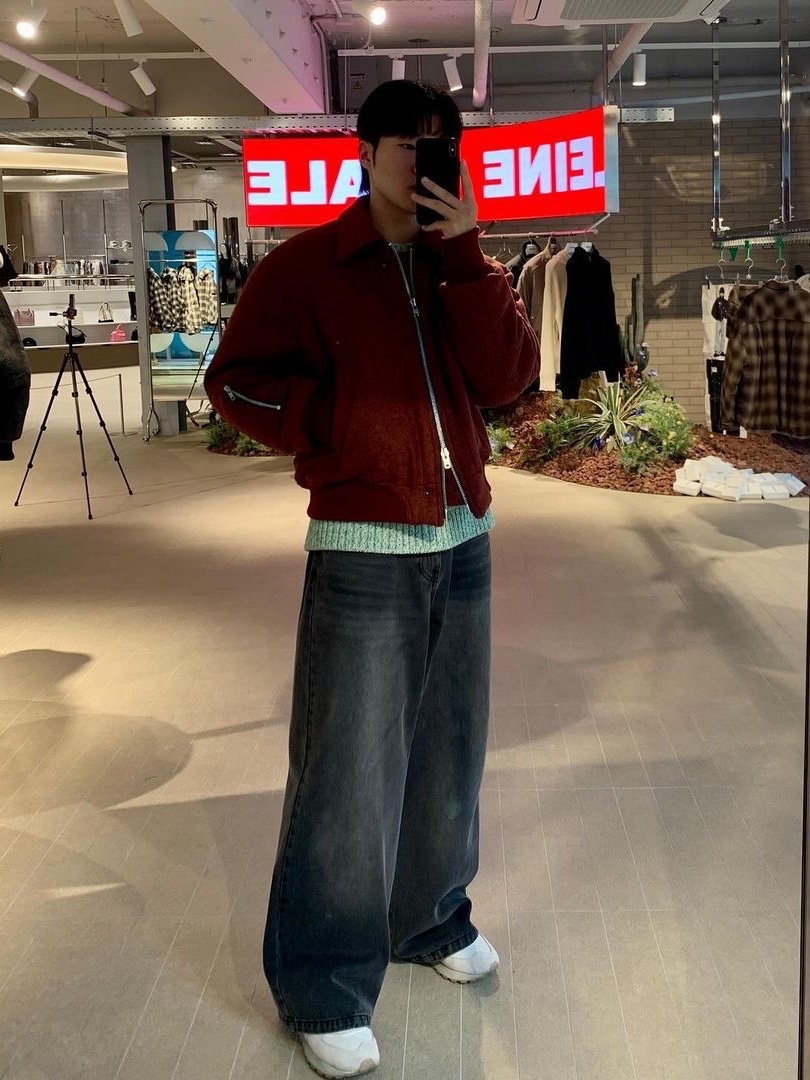 Haleine Stud Biker Alpaca Blouson Burgundy, Haleine Stud Biker Alpaca Blouson Black 착용 스타일
