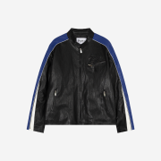 Porta Racer Padded Leather Jacket Black Blue