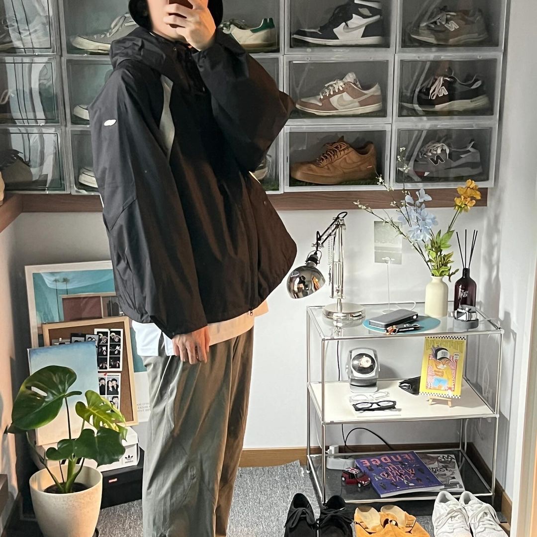 Opening Project Ripstop Hooded Jumper Black, Opening Project Ripstop Hooded Jumper Light Grey 착용 스타일