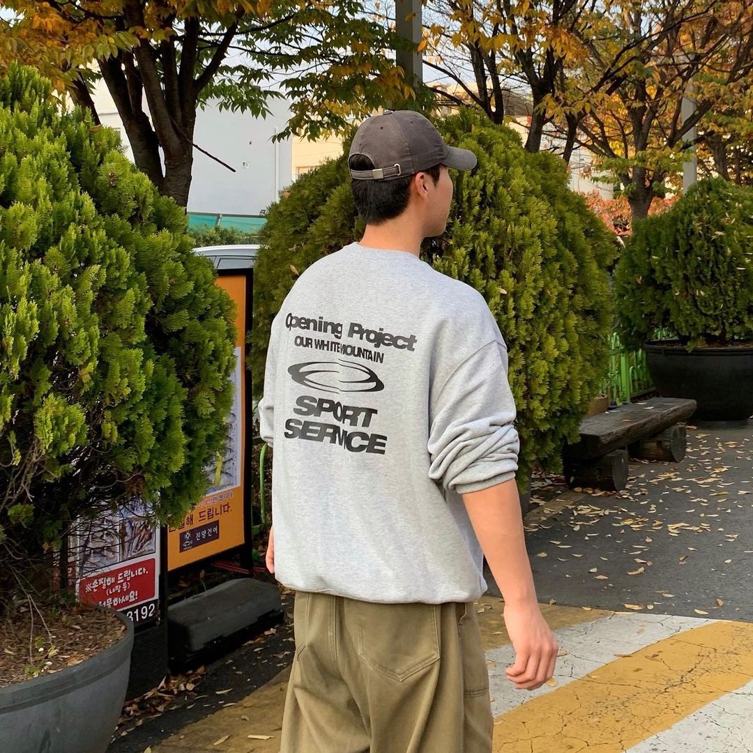 Opening Project Sport Service Sweatshirt Melange Grey 착용 스타일 - 1