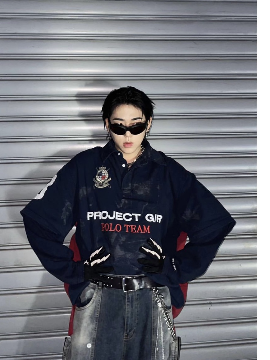 Project G/R Polo Parody Shirts Navy 착용 스타일 - 2
