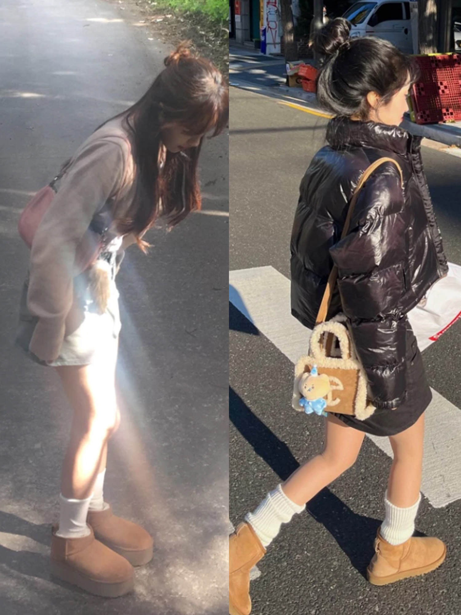 (W) UGG Classic Ultra Mini Boots Chestnut, (W) UGG Classic Mini Platform Boots Chestnut 착용 스타일 - 3