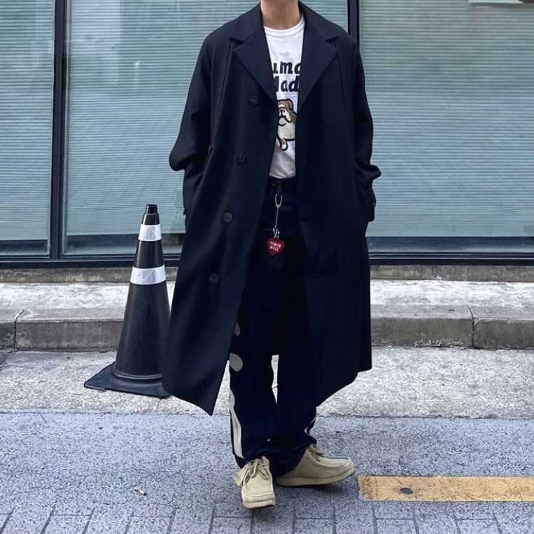Wooyoungmi Belted Turn Up Coat Black - 21FW, Kapital 12.5 oz. Denim Mexican Tuxedo 5P Okagilly Pants Indigo 착용 스타일 - 2