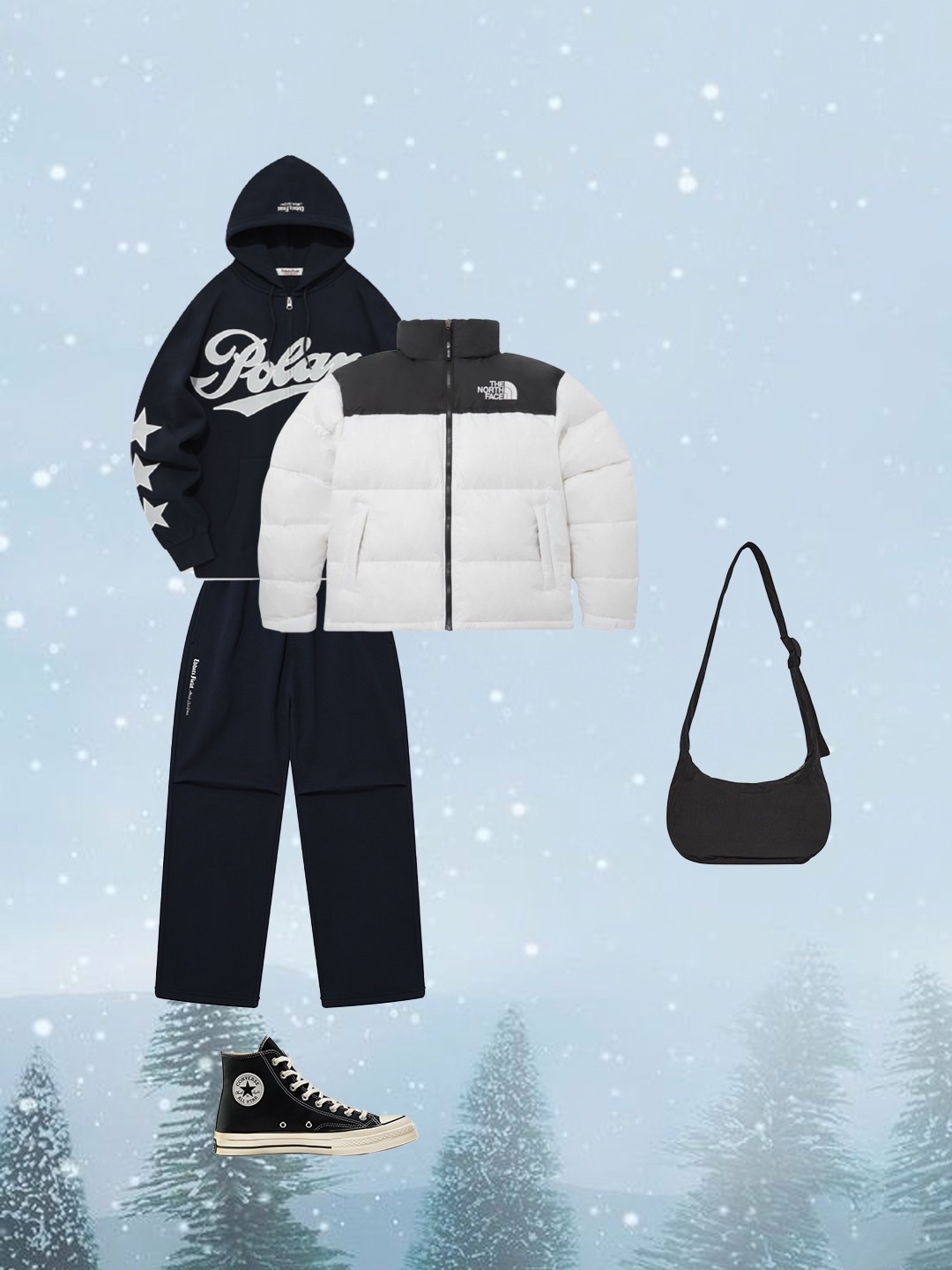 The North Face 1996 Retro Nuptse Jacket Dark Oak, New Balance 530 Classic Black 착용 스타일 - 5