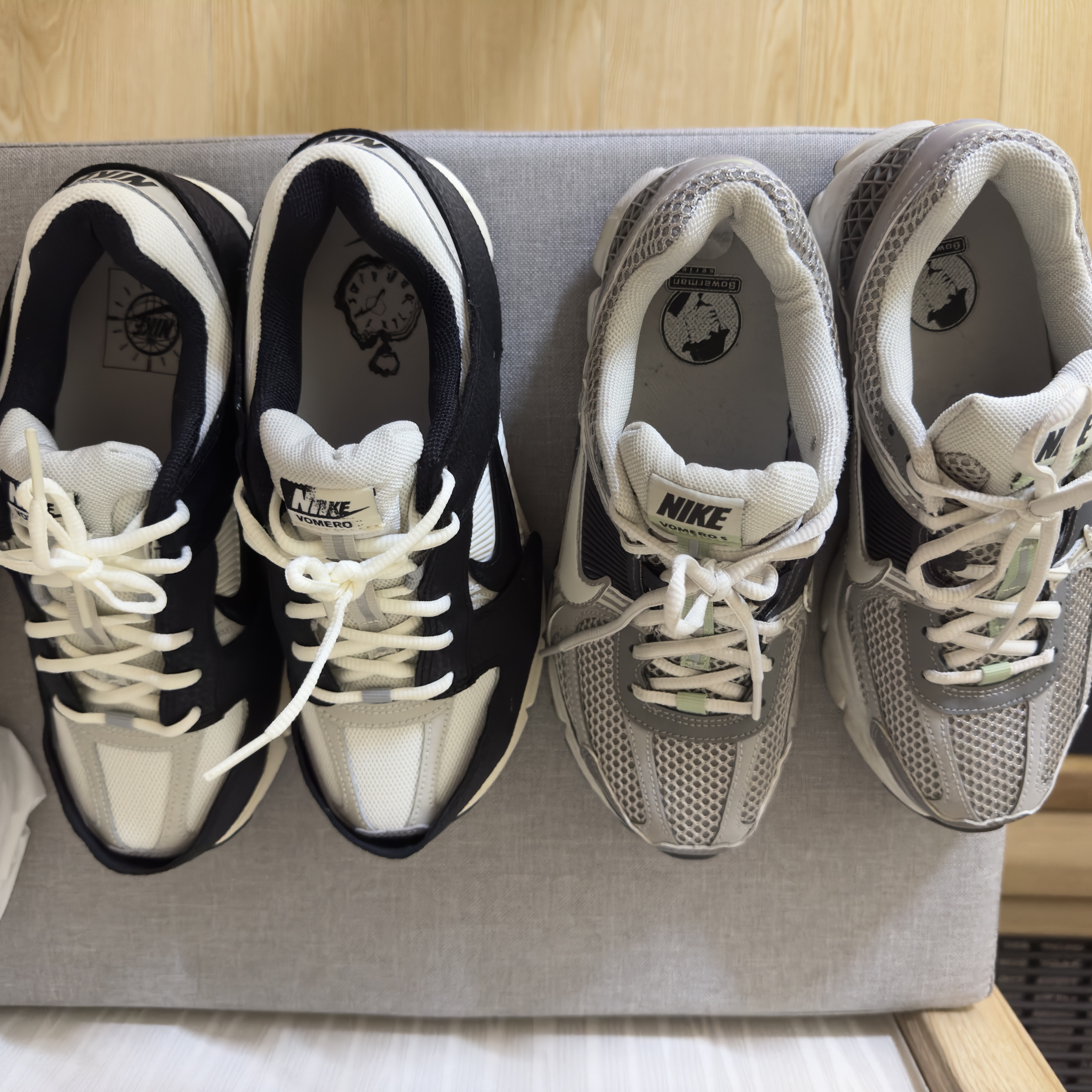 (W) Nike Zoom Vomero 5 Cobblestone and Flat Pewter 착용 스타일