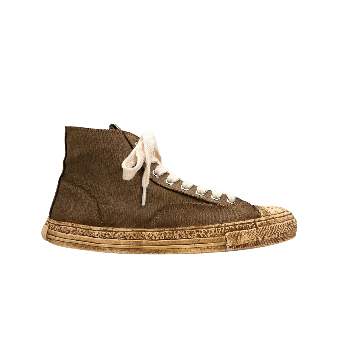 Maison Mihara Yasuhiro General Scale Past Sole Overdyed Canvas High-top Sneakers Brown 상세 이미지 1