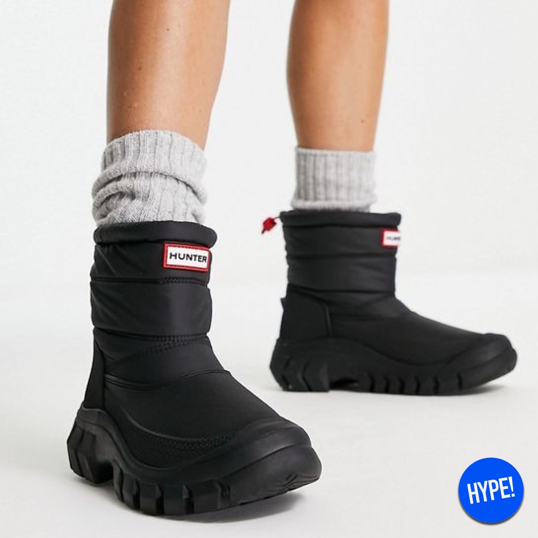 (W) Hunter Intrepid Insulated Tall Snow Boots Black, (W) Hunter Intrepid Insulated Short Snow Boots Black 착용 스타일 - 3