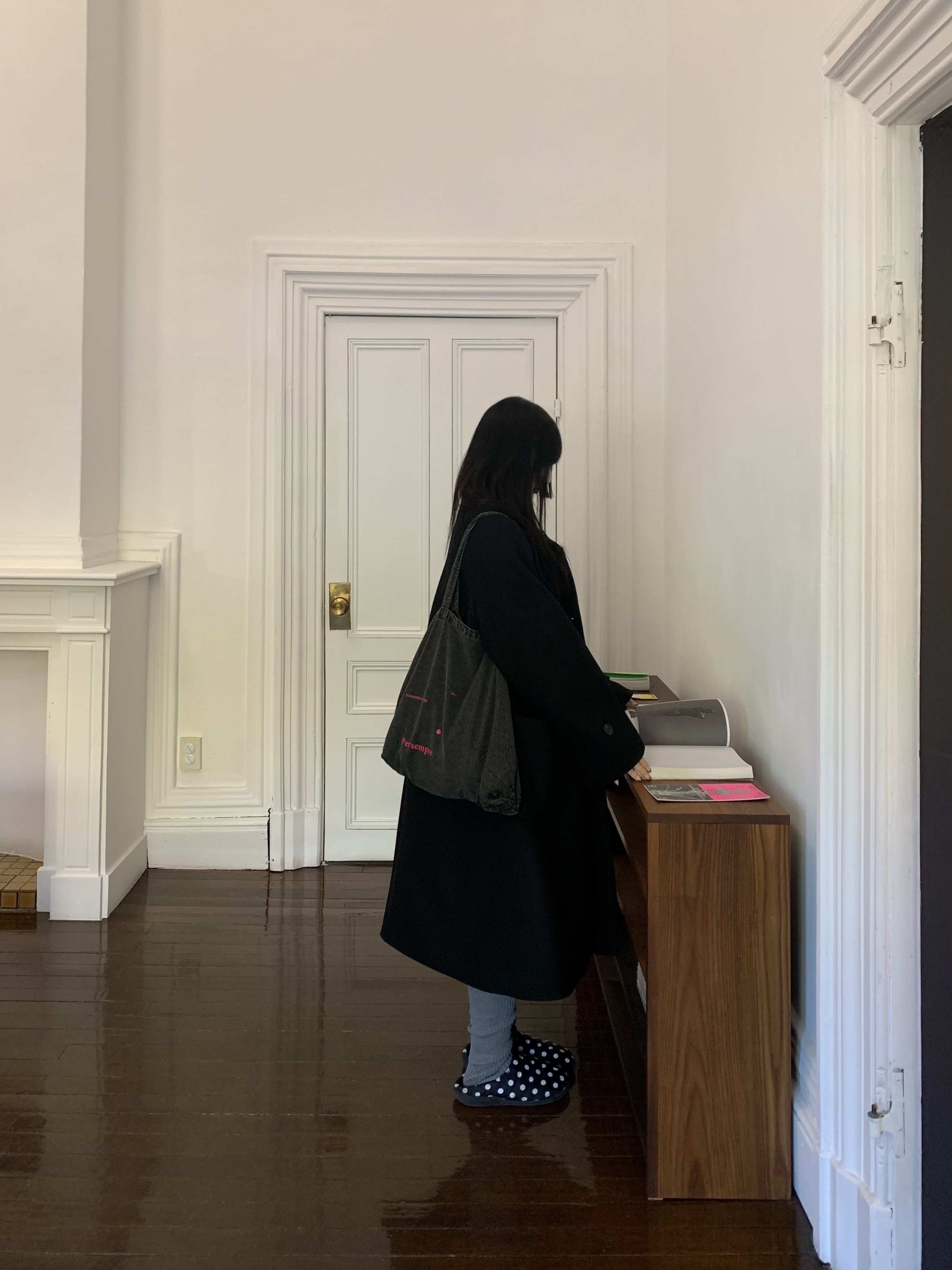 Undermycar Legion.02 Balmacaan Oversized Wool Coat Black, Subu Permanent F-Line Dots 착용 스타일 - 2