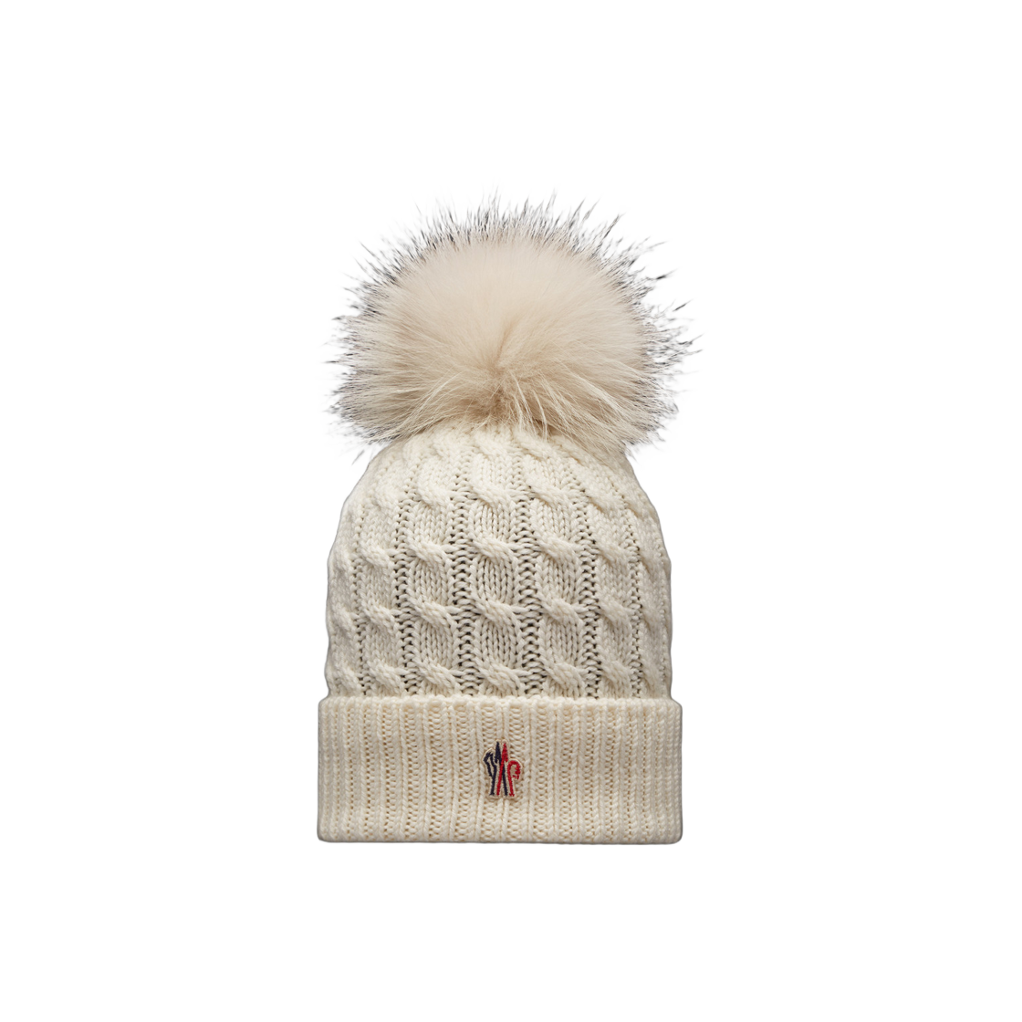 (W) Moncler Wool Beanie With Pom Pom White - 23FW 상세 이미지 1