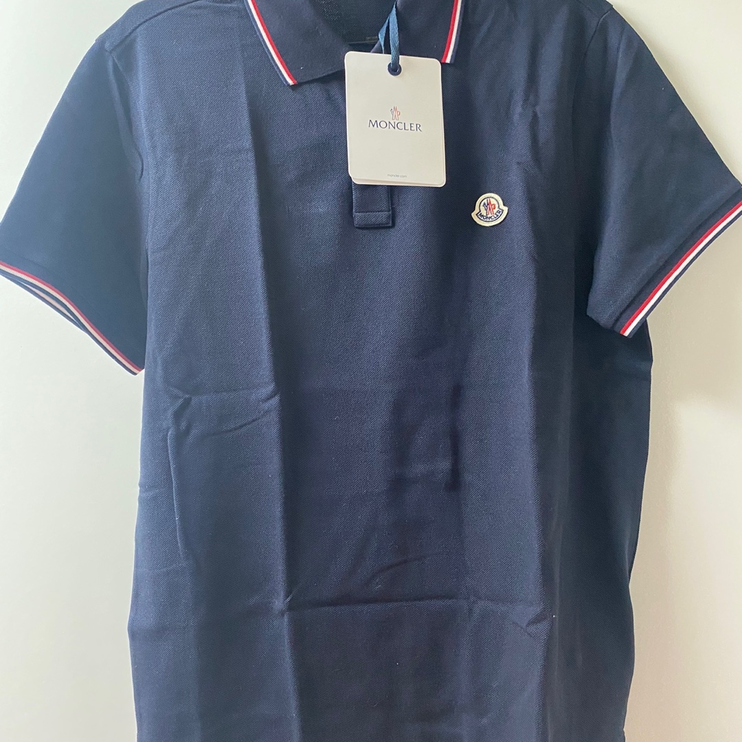 Moncler Logo Polo Shirt Navy Blue - 23SS 착용 스타일 - 1
