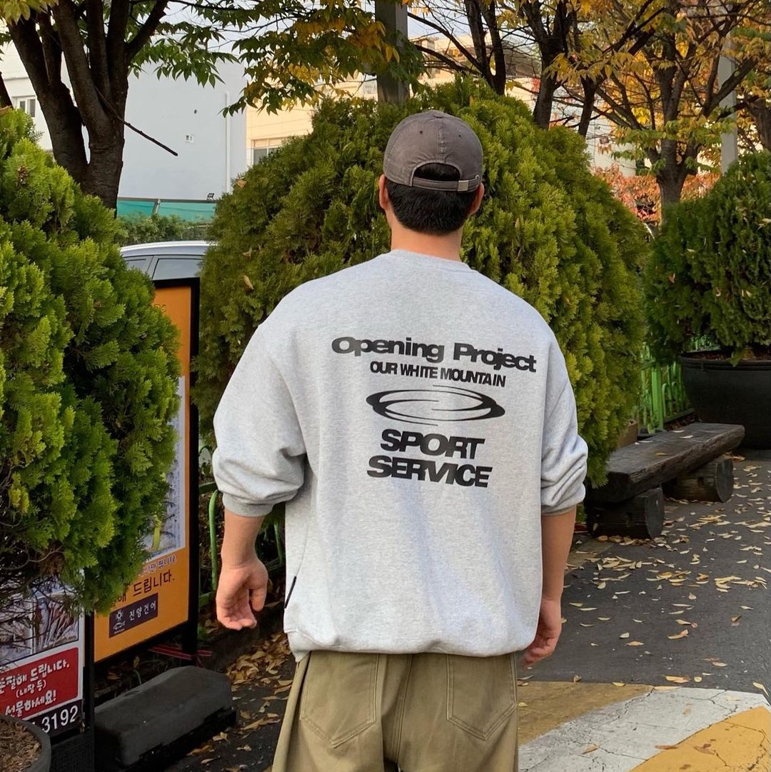Opening Project Sport Service Sweatshirt Melange Grey 착용 스타일 - 2