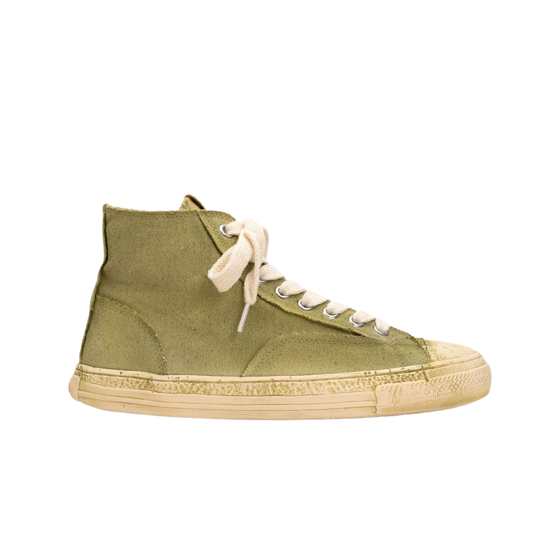 Maison Mihara Yasuhiro General Scale Past Sole Overdyed Canvas High-top Sneakers Light Green 상세 이미지 1