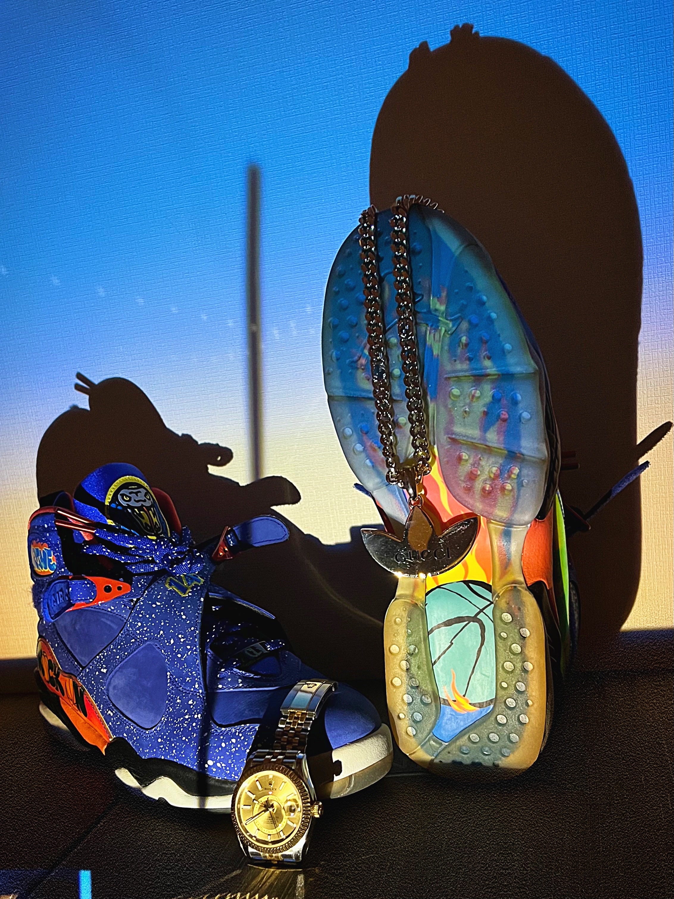 Jordan 8 Retro Doernbecher, Supreme x Stone Island Reactive Ice Camo Ripstop Camp Cap Tan - 22SS 착용 스타일 - 2