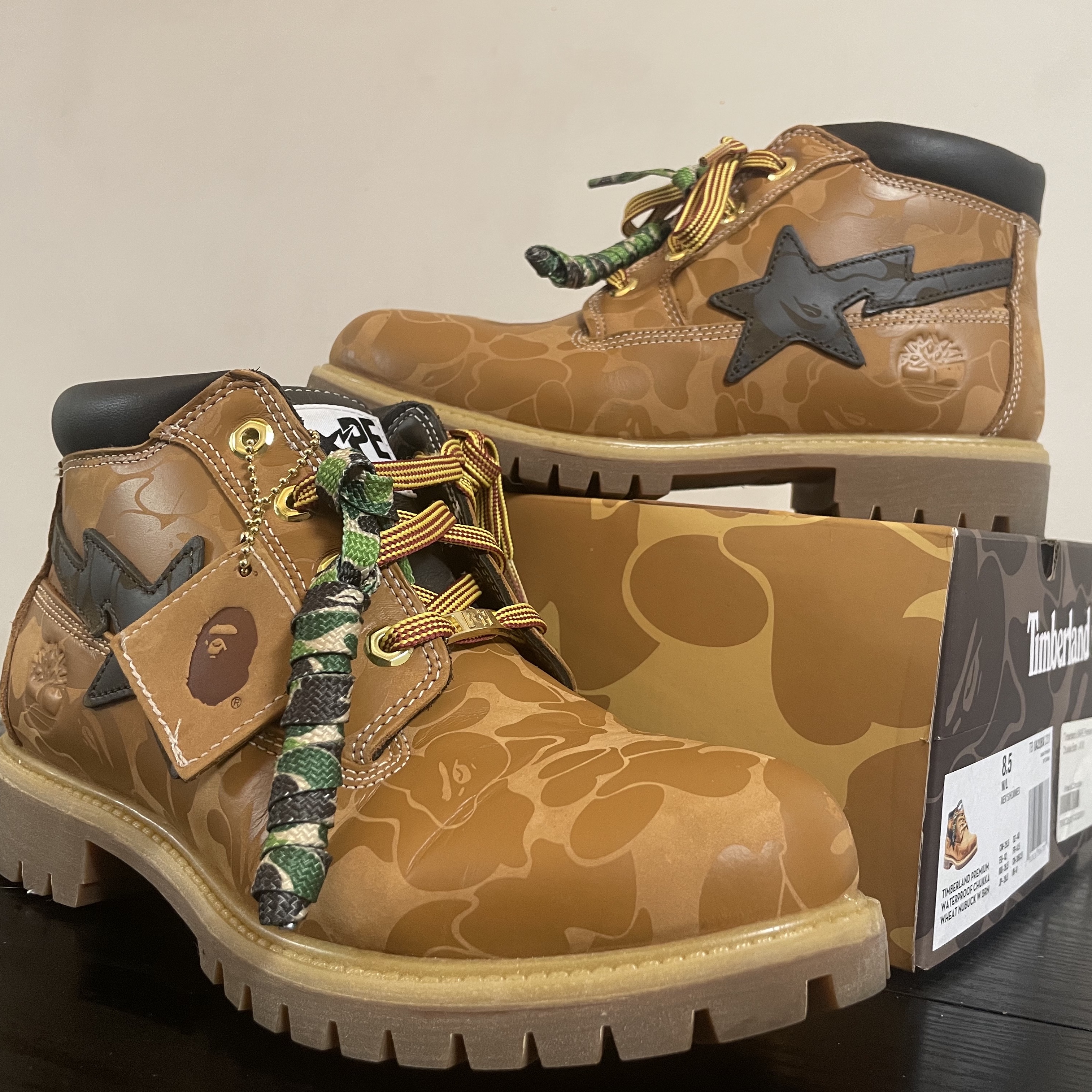 Timberland x BAPE Premium Chukka Boots Wheat - Wide 착용 스타일 - 1