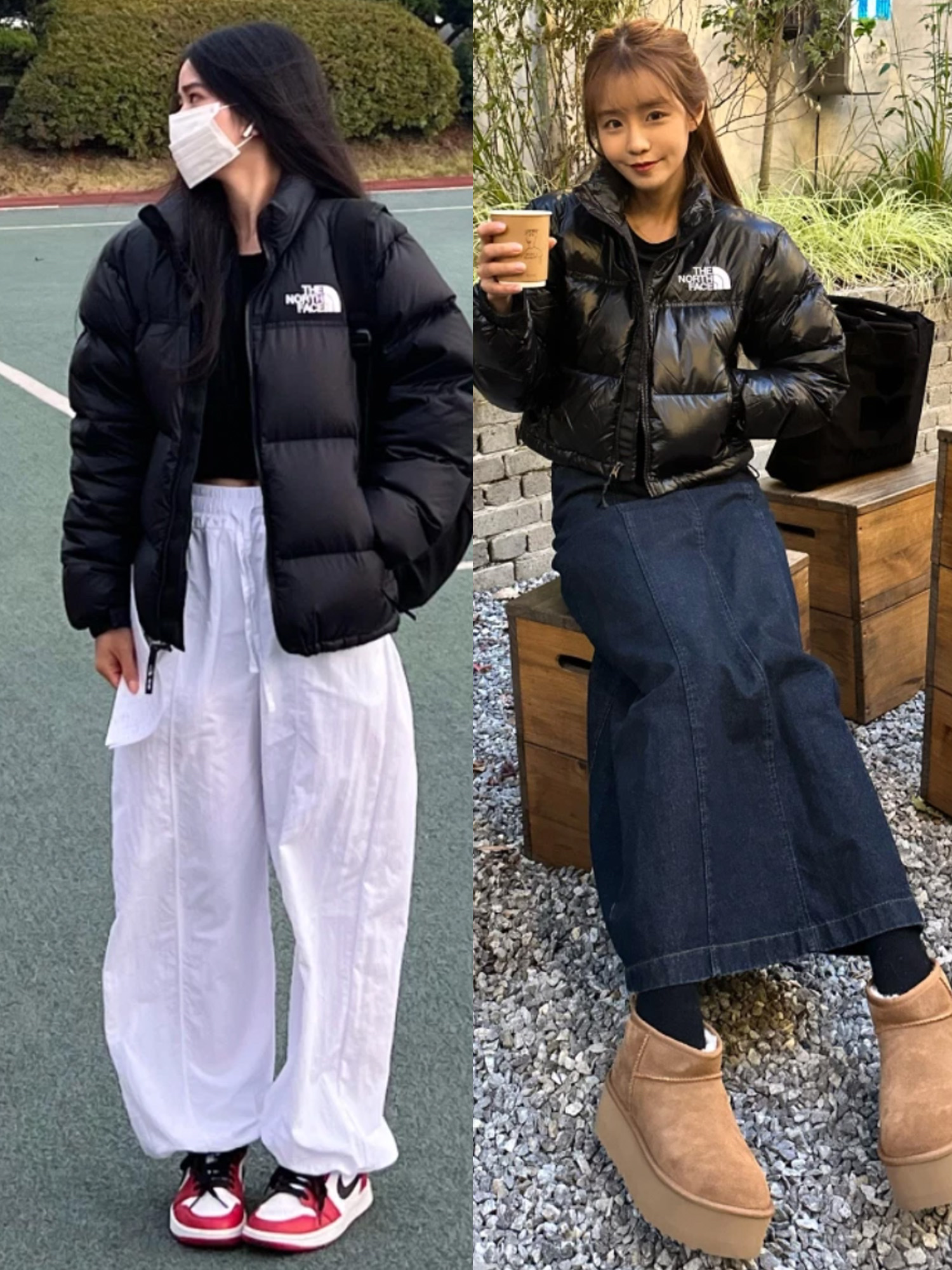 The North Face 1996 Eco Nuptse Jacket Black, The North Face 1996 Eco Nuptse Jacket White 착용 스타일 - 2