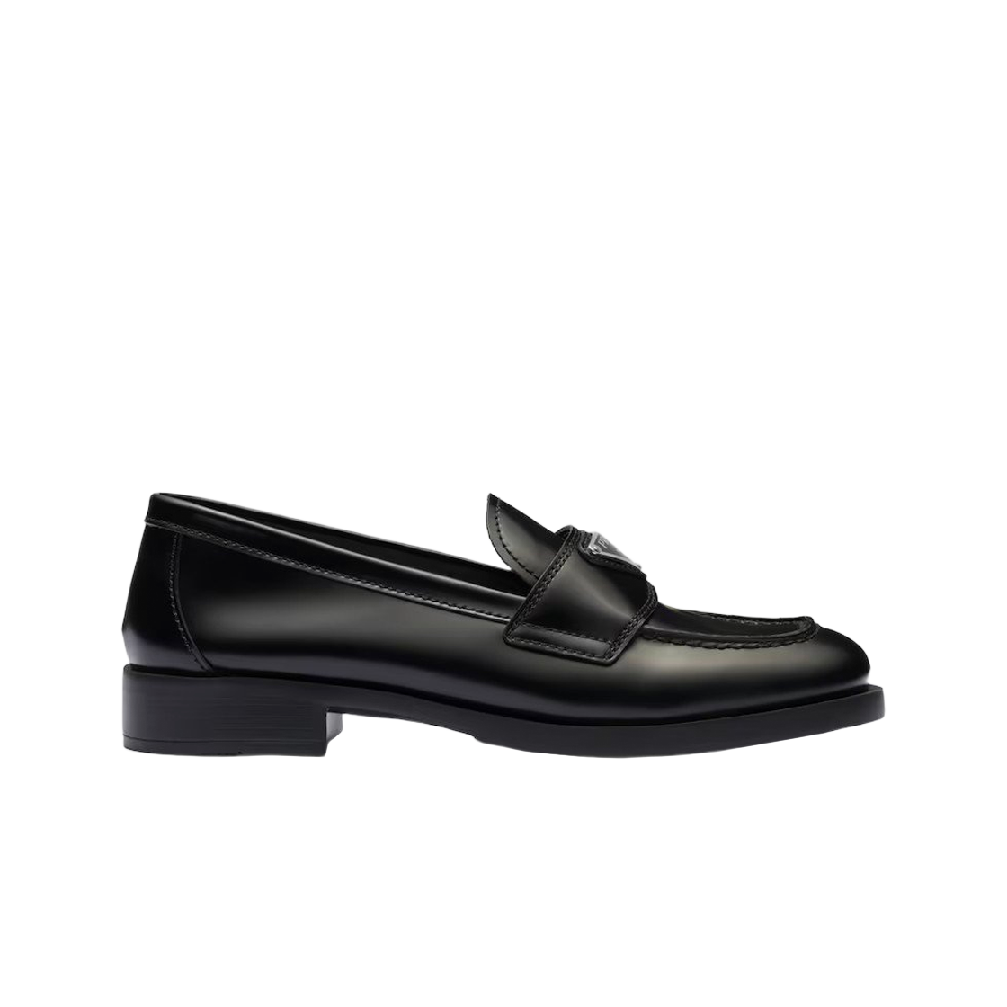 (W) 프라다 언라인드 브러쉬드 레더 로퍼 블랙((W) Prada Unlined Brushed Leather Loafers Black)