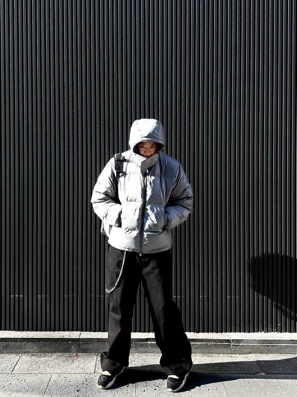 Millo Archive Detachable Duck Down Padding Glossy Silver 착용 스타일 - 1