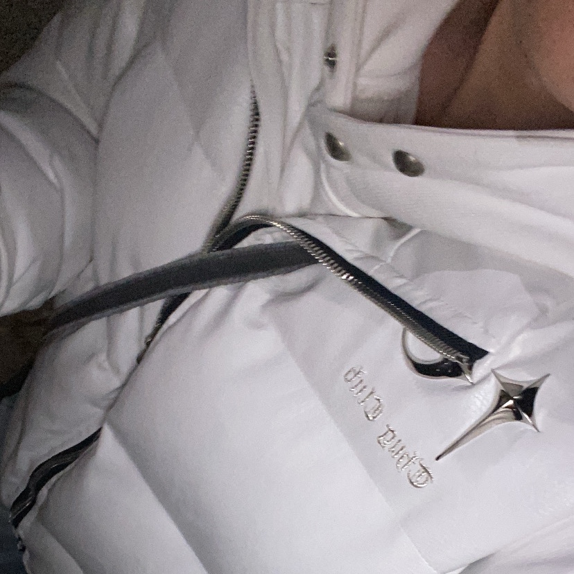 Thug Club Leather Puffer Jacket White (Polyester), Thug Club Armor Hoodie White 착용 스타일