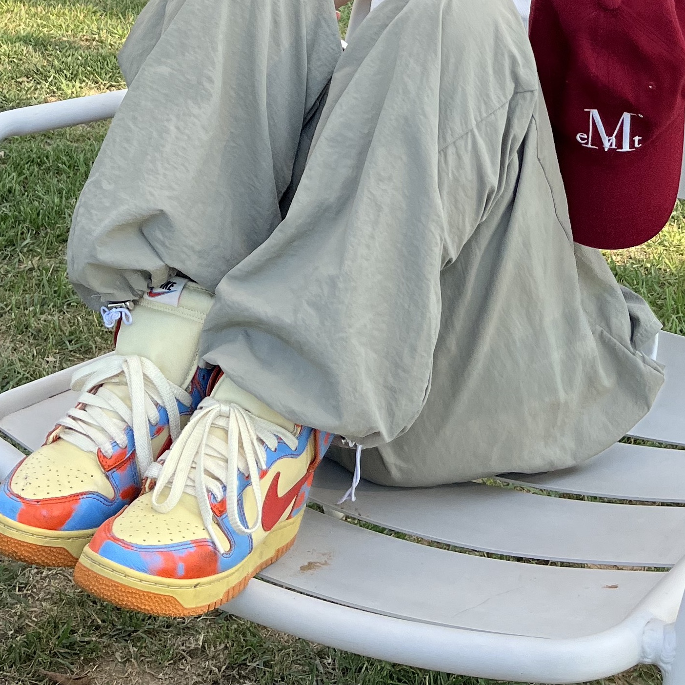 Nike Dunk High 1985 SP Orange Acid Wash 착용 스타일