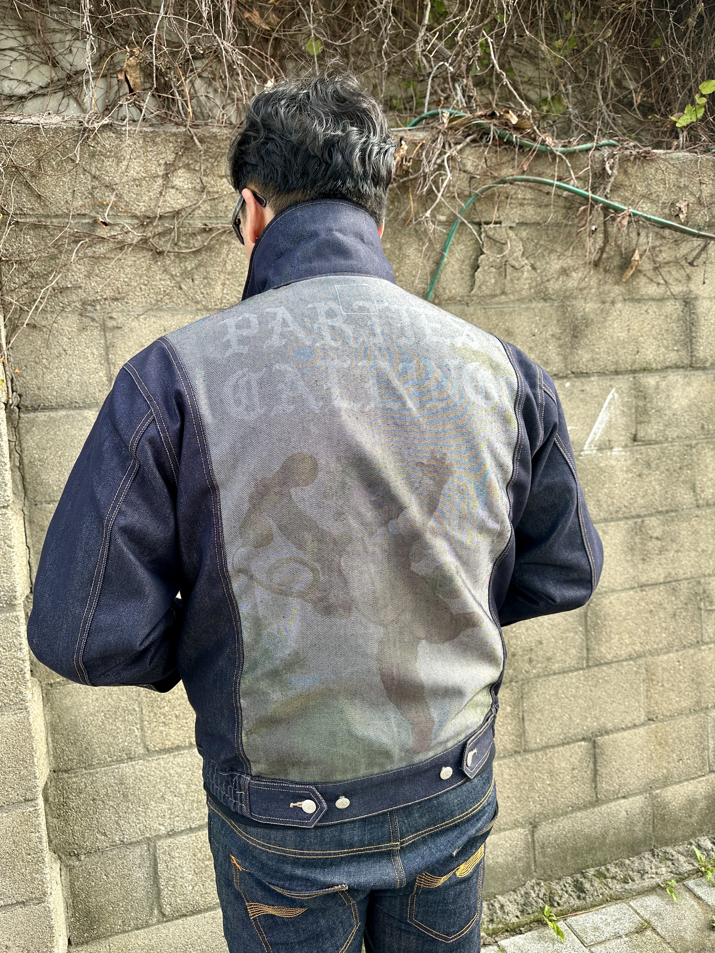 Punch Drunk Parties Backing Parties Raw Denim Jacket Dark Indigo, Nike NRG Solo Swoosh Heavy Weight BB Quarter Zip Top Black - Asia 착용 스타일 - 2
