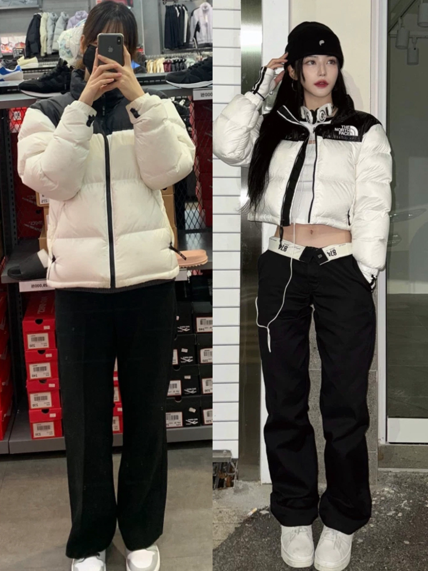 The North Face 1996 Eco Nuptse Jacket Black, The North Face 1996 Eco Nuptse Jacket White 착용 스타일 - 3