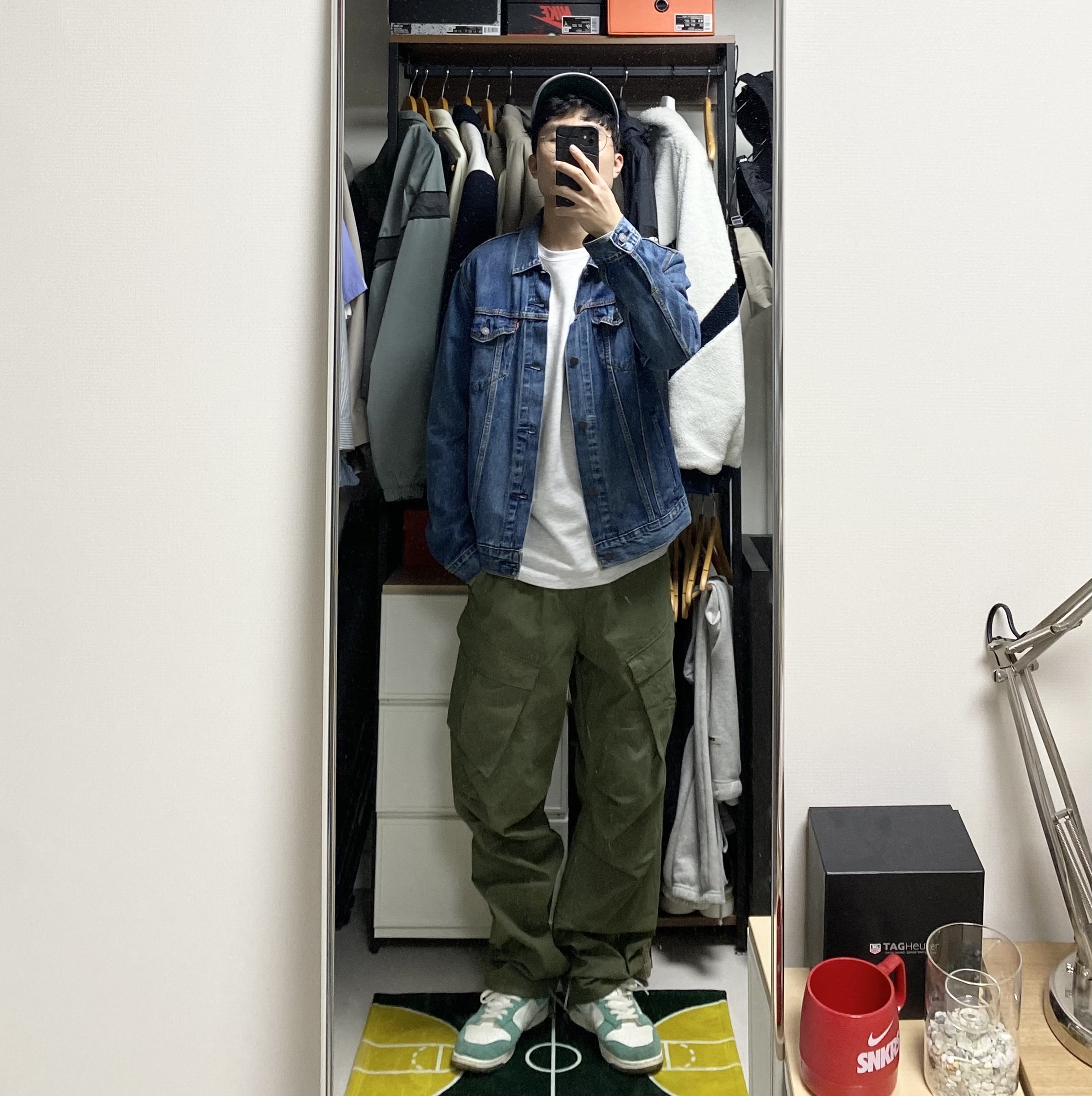 Nike x Kasina Dunk Low Road Sign - Kasina Exclusive, Double RL Garment Dyeing Twill Ball Cap Blue 착용 스타일 - 1