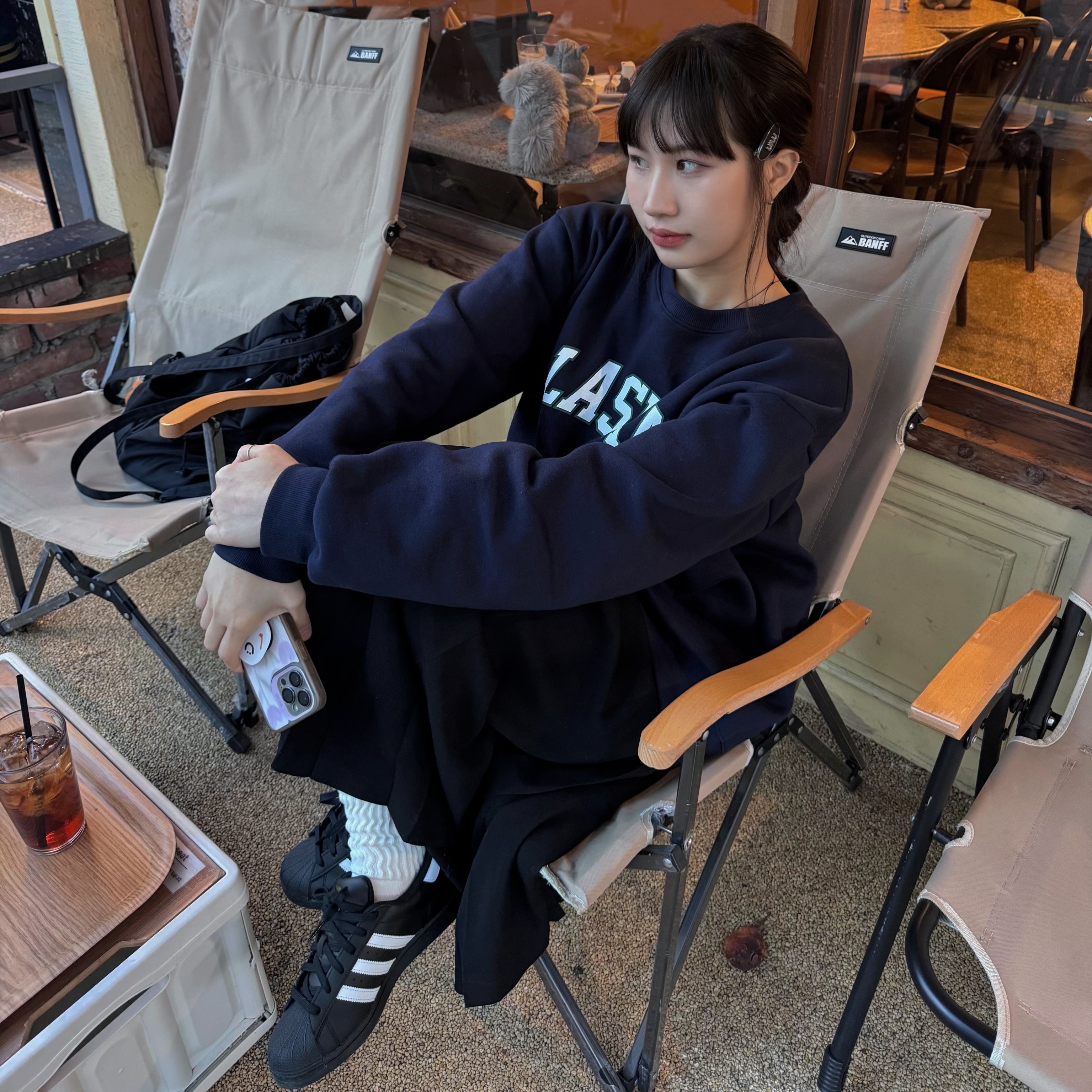 (J) Adidas Superstar Black White 착용 스타일 - 2
