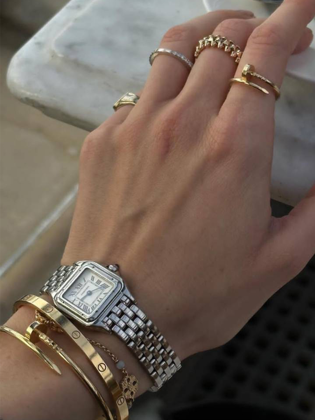 Cartier Panthere Watch Mini Quartz Steel Bracelet Steel, Cartier Panthere Watch Small Quartz Steel Bracelet Steel 착용 스타일 - 4
