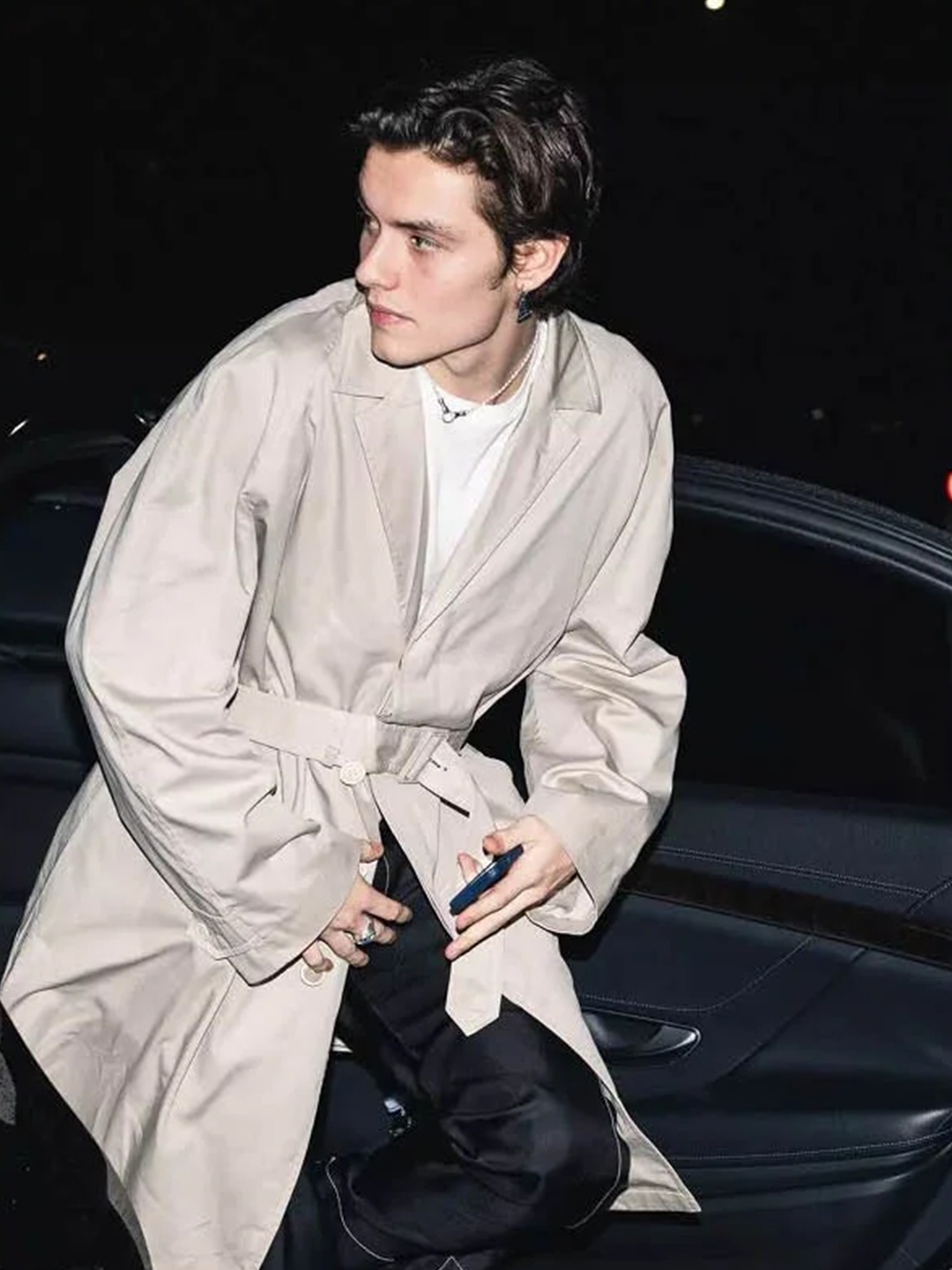 Wooyoungmi Belted Check Double Coat Khaki - 23FW, Uniqlo U Trench Coat Natural 착용 스타일 - 4