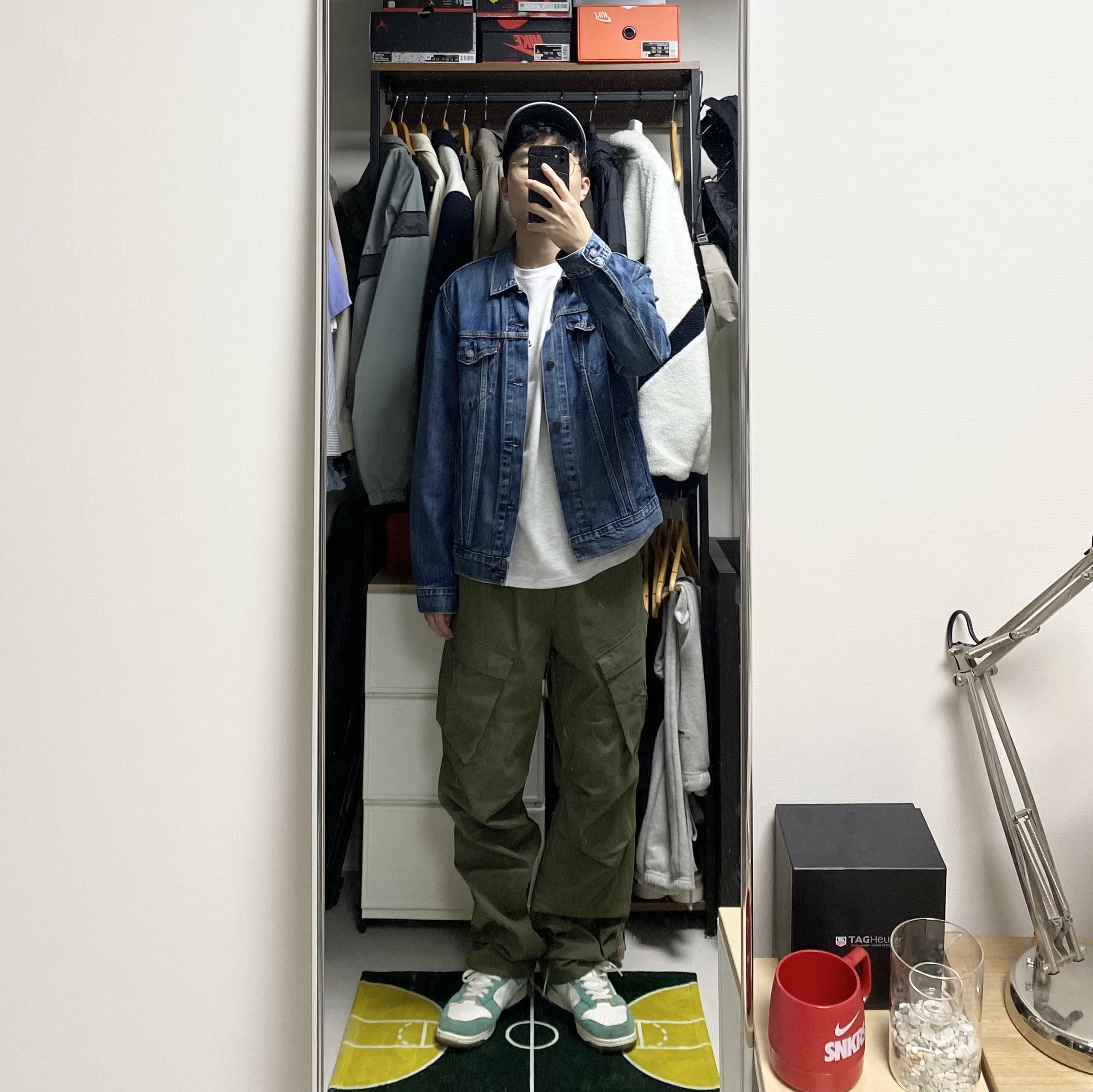 Nike x Kasina Dunk Low Road Sign - Kasina Exclusive, Double RL Garment Dyeing Twill Ball Cap Blue 착용 스타일 - 2